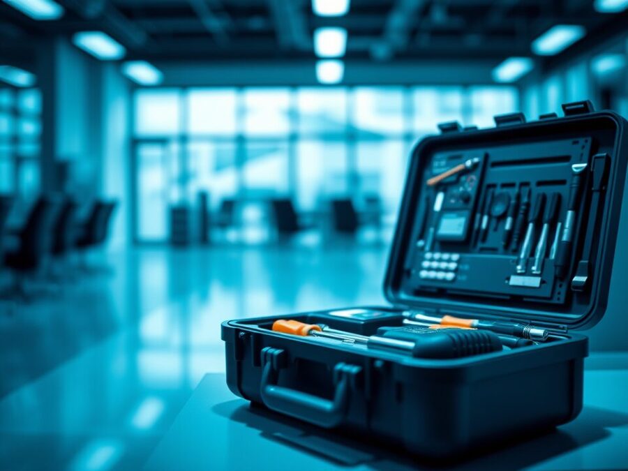 Geoeffneter Werkzeugkoffer eines IT-Technikers