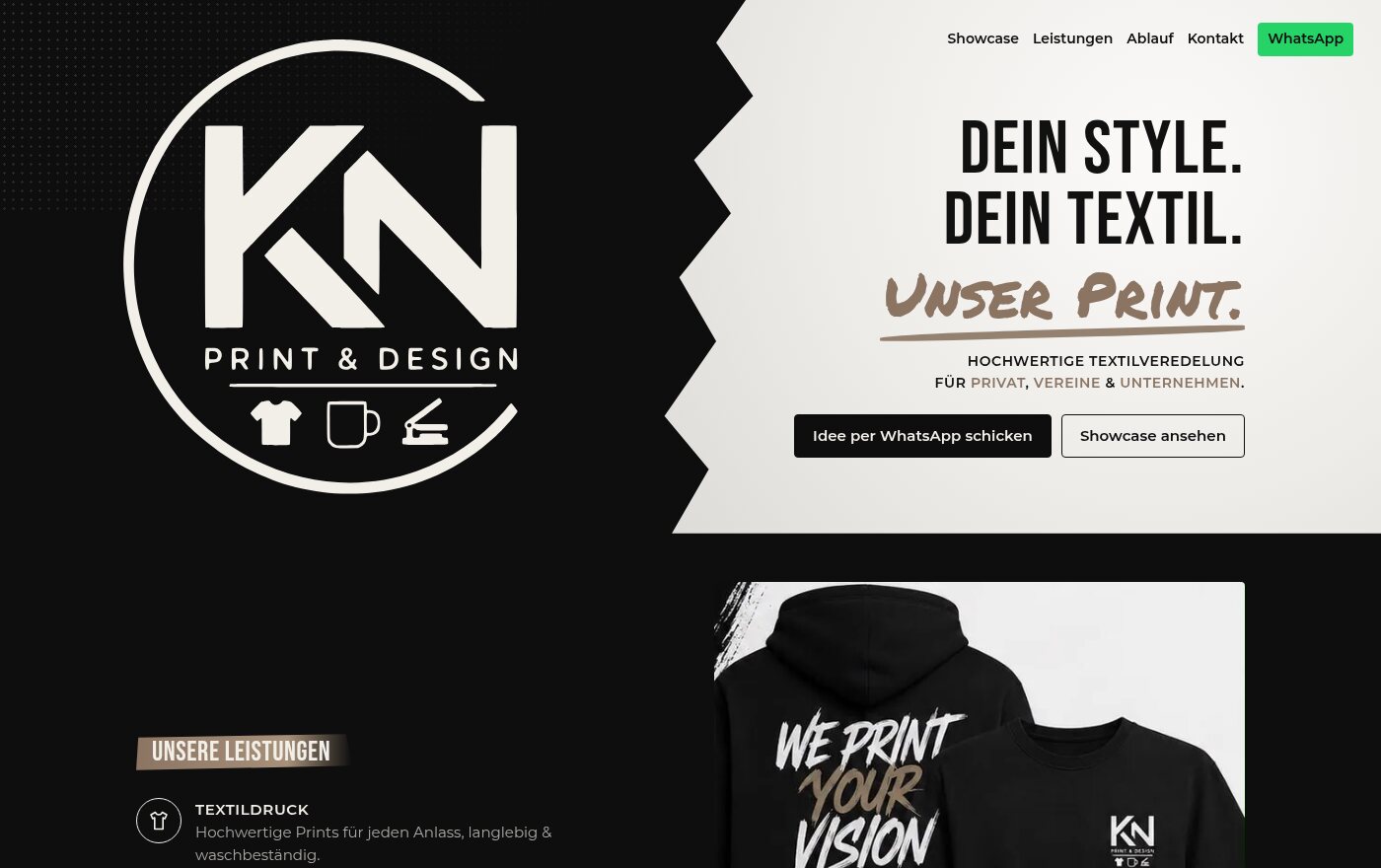 Startseite von KN Print & Design — Textildruck in Schöneck bei Hanau